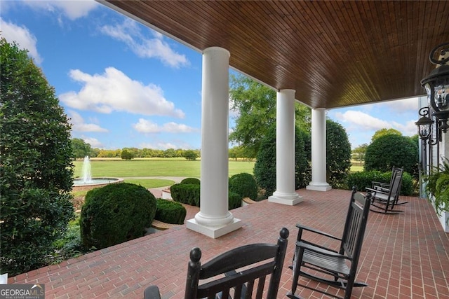 view of patio with a porch