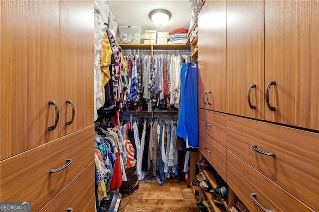 walk in closet featuring light hardwood / wood-style floors