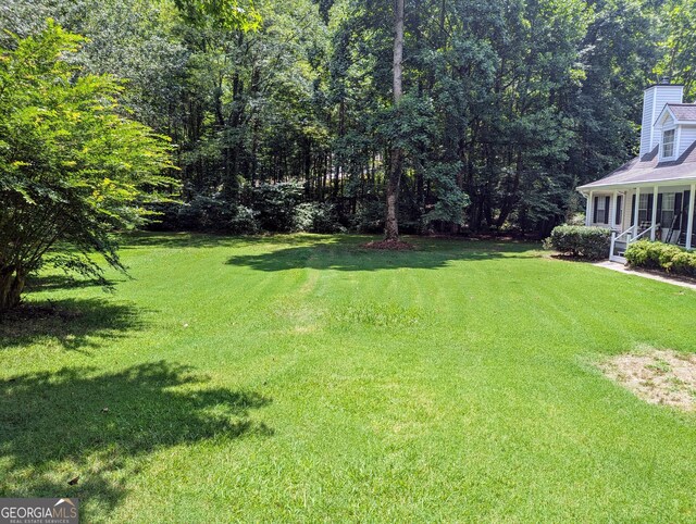 view of yard with a porch