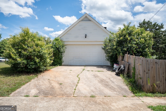 view of garage