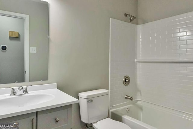 full bathroom with vanity, toilet, and shower / bath combination