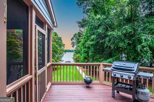 deck featuring grilling area