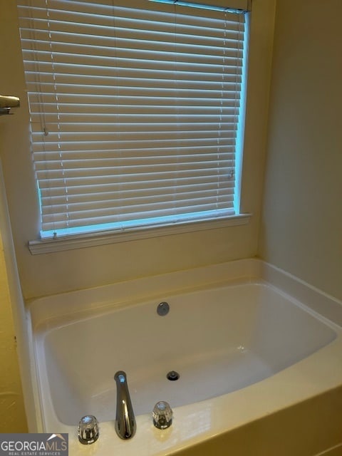 bathroom featuring a washtub and plenty of natural light