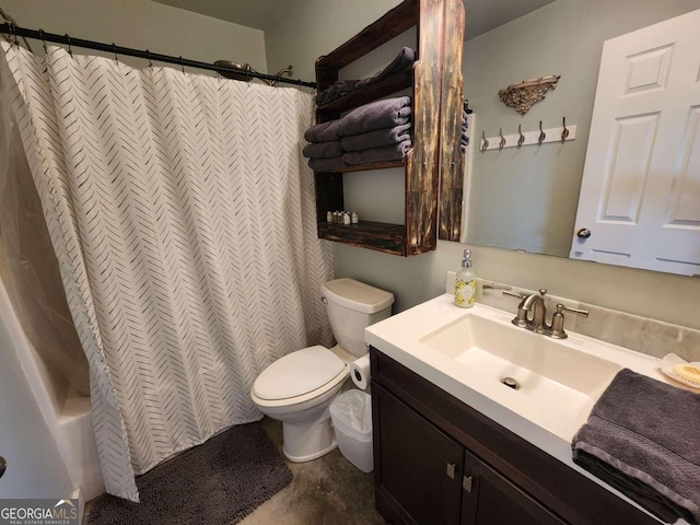 870 Morton Dr, Ellijay, GA 30540 - bathroom with vanity, shower / tub combo, and concrete floors