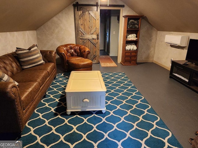 870 Morton Dr, Ellijay, GA 30540 - living area with a wall mounted AC and vaulted ceiling