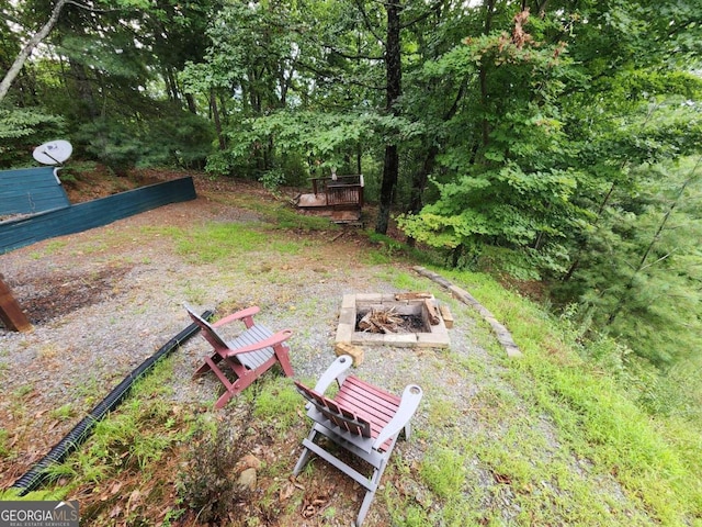 870 Morton Dr, Ellijay, GA 30540 - view of yard with an outdoor fire pit