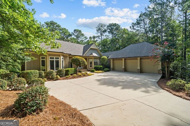 view of front of property with a garage