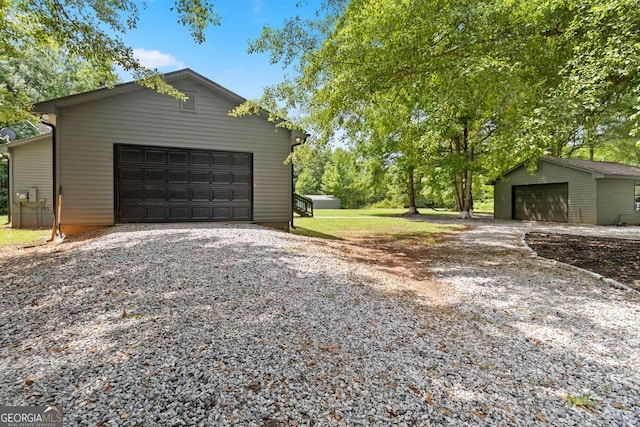 view of detached garage