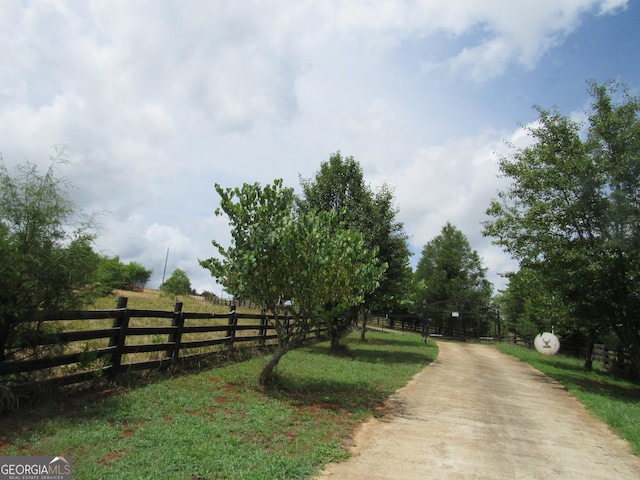 view of street with a rural view