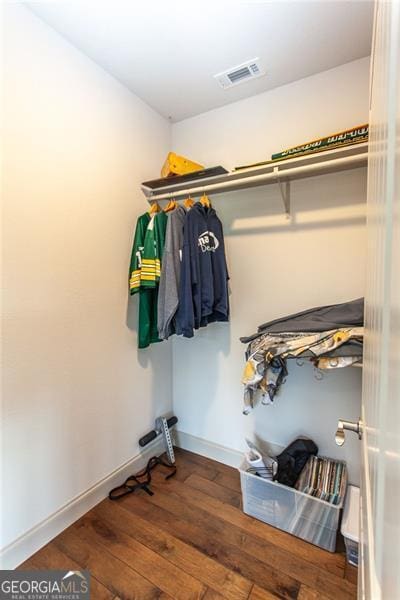 walk in closet featuring wood-type flooring