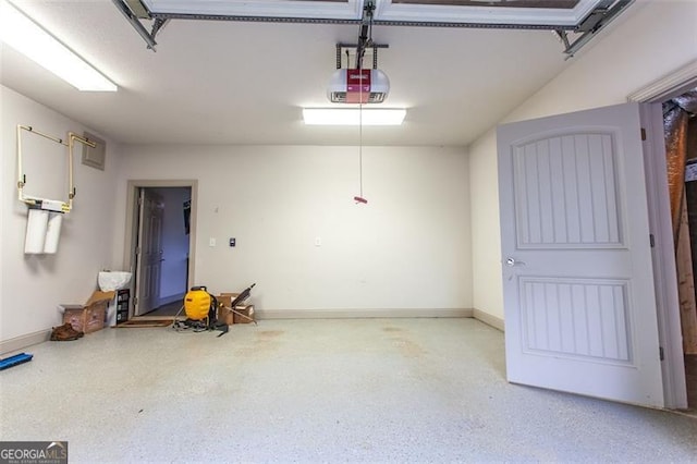 garage with a garage door opener