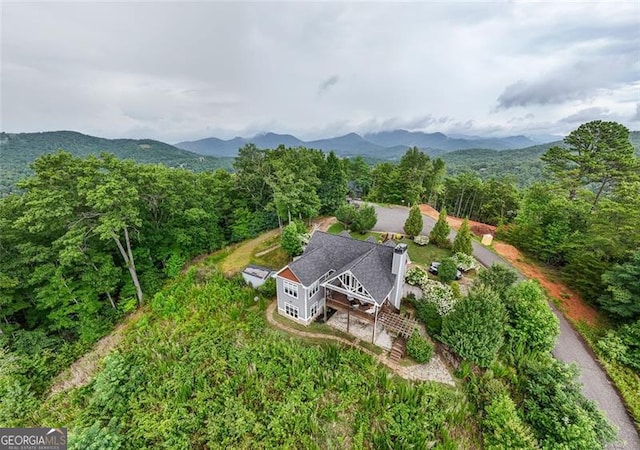 drone / aerial view with a mountain view