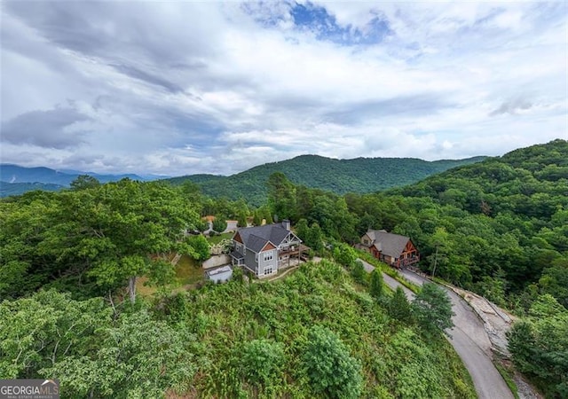 bird's eye view with a mountain view