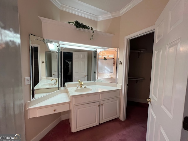 bathroom featuring vanity and crown molding