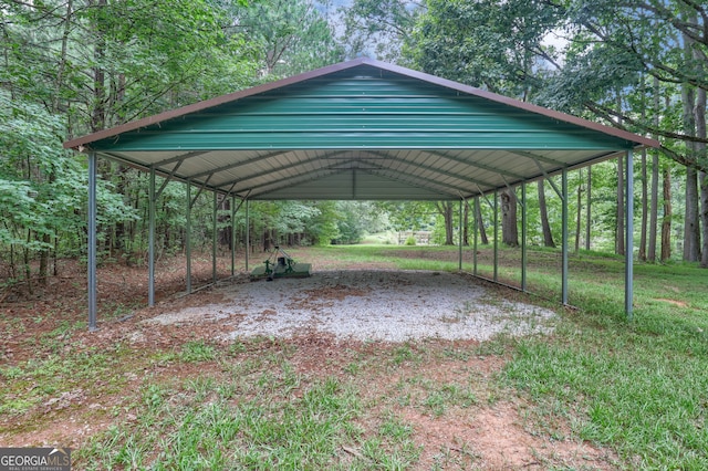 view of parking / parking lot featuring a carport