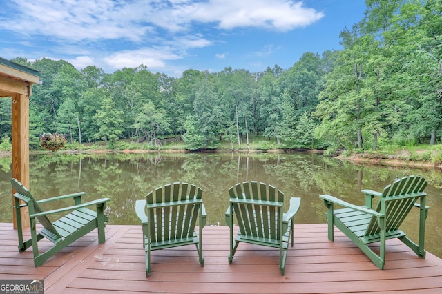 wooden terrace with a water view