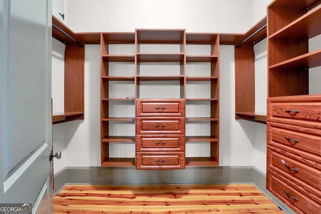 walk in closet featuring hardwood / wood-style floors