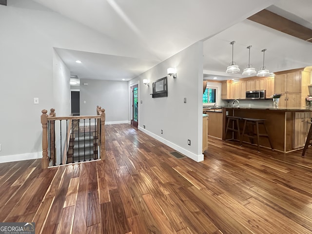 interior space featuring dark hardwood / wood-style floors and sink