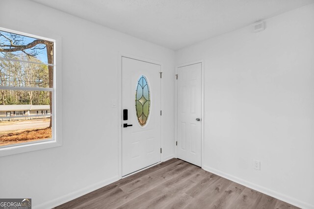 entryway with hardwood / wood-style flooring and a wealth of natural light