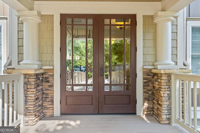 property entrance with french doors