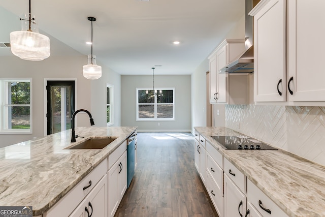 kitchen featuring sink, white cabinets, dark hardwood / wood-style floors, and black electric cooktop