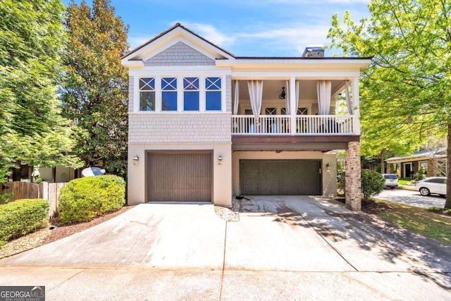 view of front of property with a garage