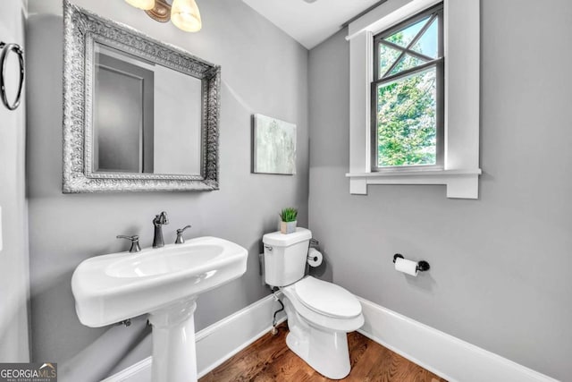 bathroom featuring toilet and hardwood / wood-style floors