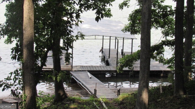 view of dock featuring a water view