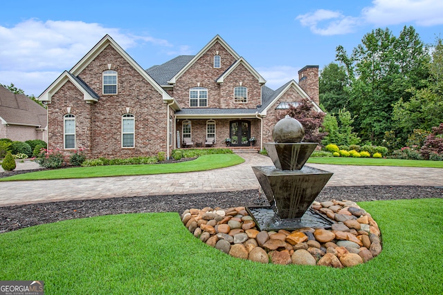 view of front of property featuring a front yard