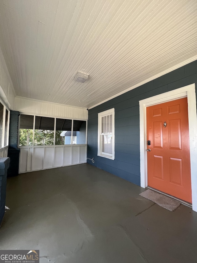 view of unfurnished sunroom