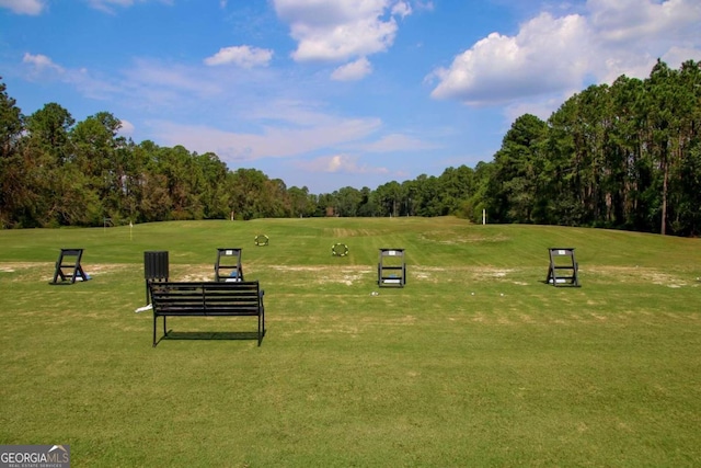 view of community featuring a lawn