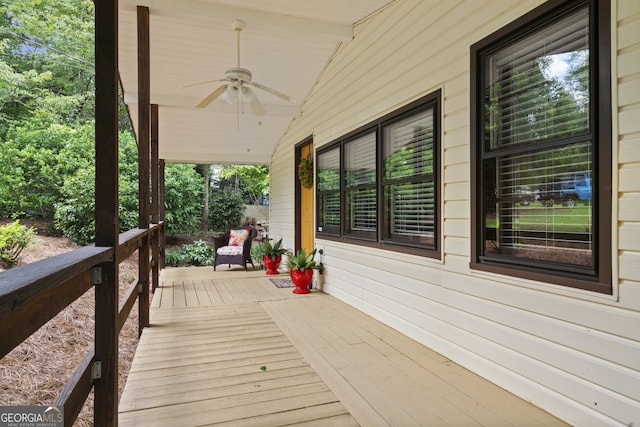 deck featuring ceiling fan