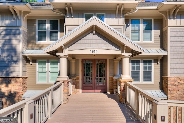 doorway to property with french doors