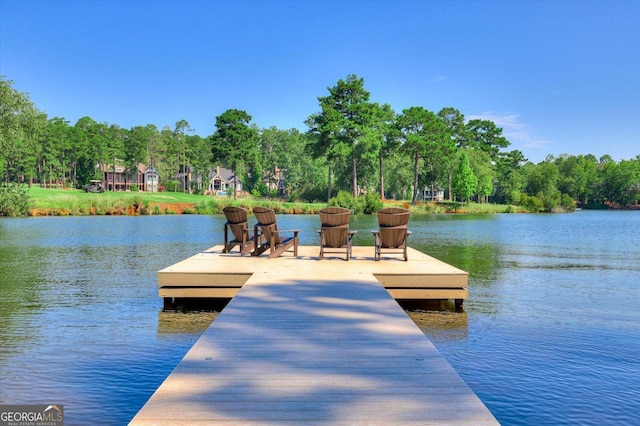 dock area featuring a water view