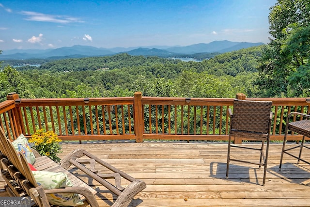 deck with a mountain view