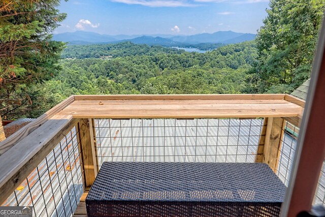 exterior space featuring a mountain view