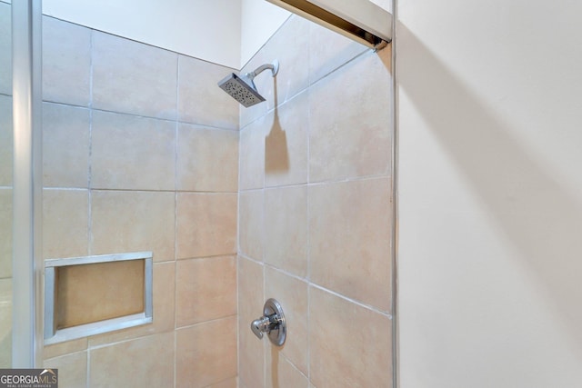 interior details with tiled shower