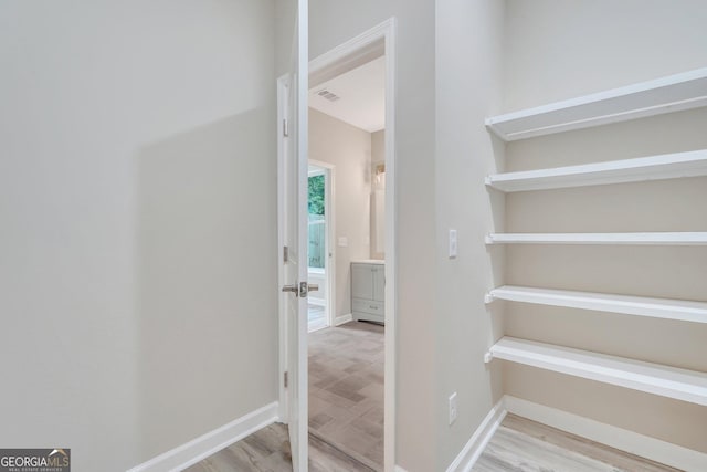 interior space with hardwood / wood-style floors