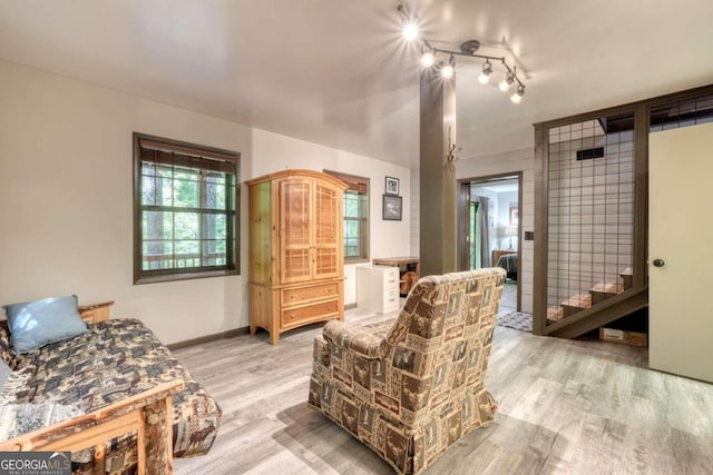 interior space with light hardwood / wood-style flooring