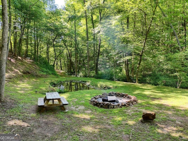 view of yard with a water view