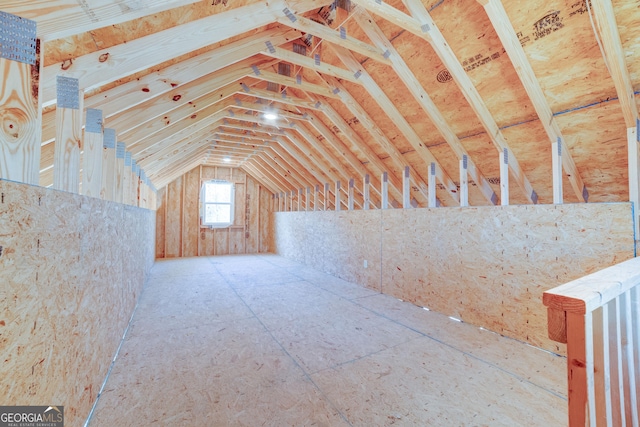 view of unfinished attic