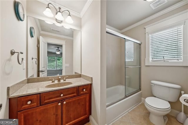 living area with light carpet, crown molding, and ceiling fan