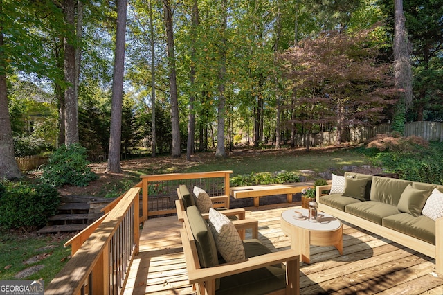 deck with an outdoor hangout area