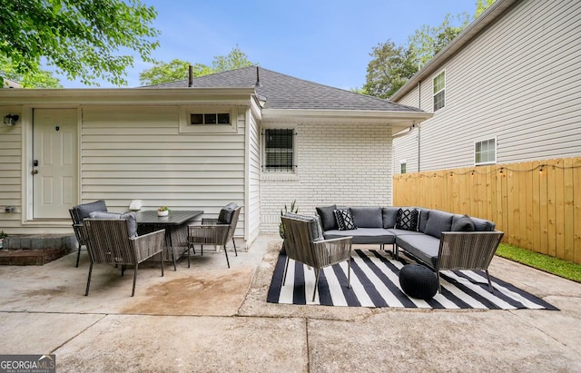 view of patio featuring an outdoor hangout area