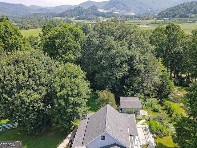 aerial view with a mountain view