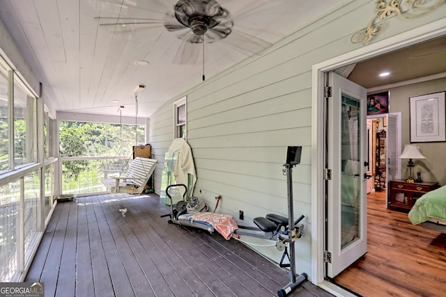 deck featuring ceiling fan