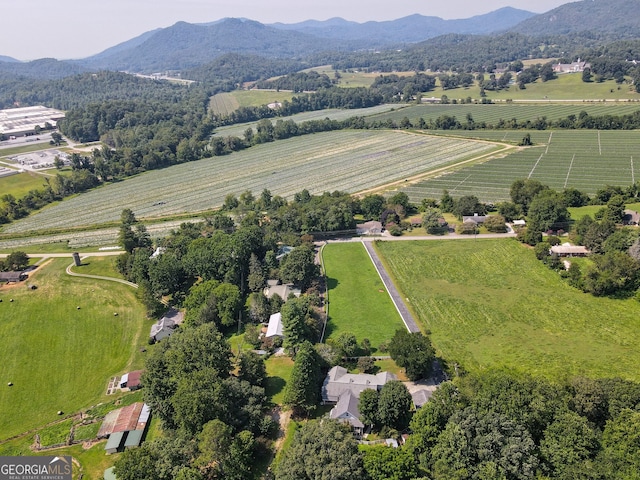 aerial view with a mountain view and a rural view