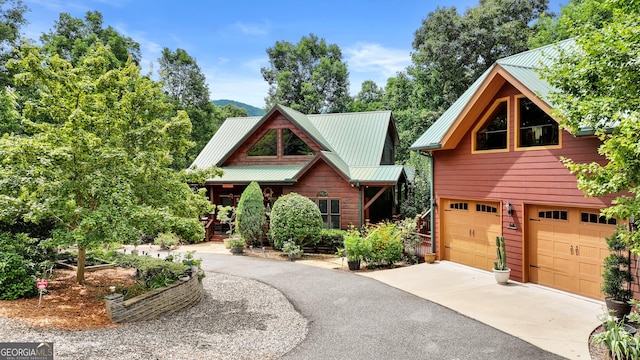 view of front of property with a garage