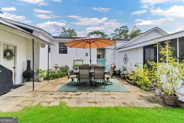 view of patio with area for grilling