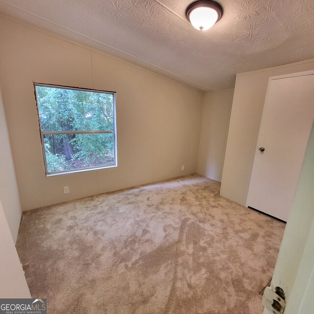 unfurnished bedroom featuring a textured ceiling and light colored carpet